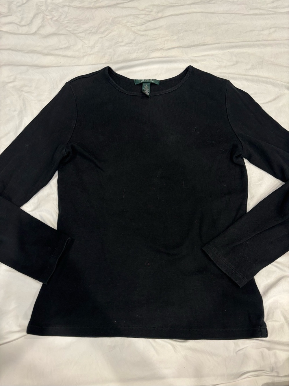 Lauren Ralph Lauren 100% Cotton Black Long Sleeve Top